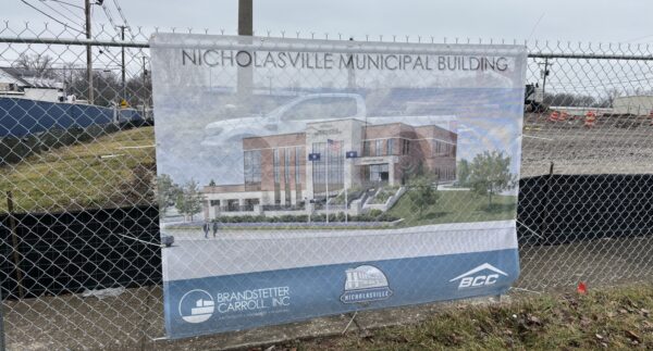 Construction with sign